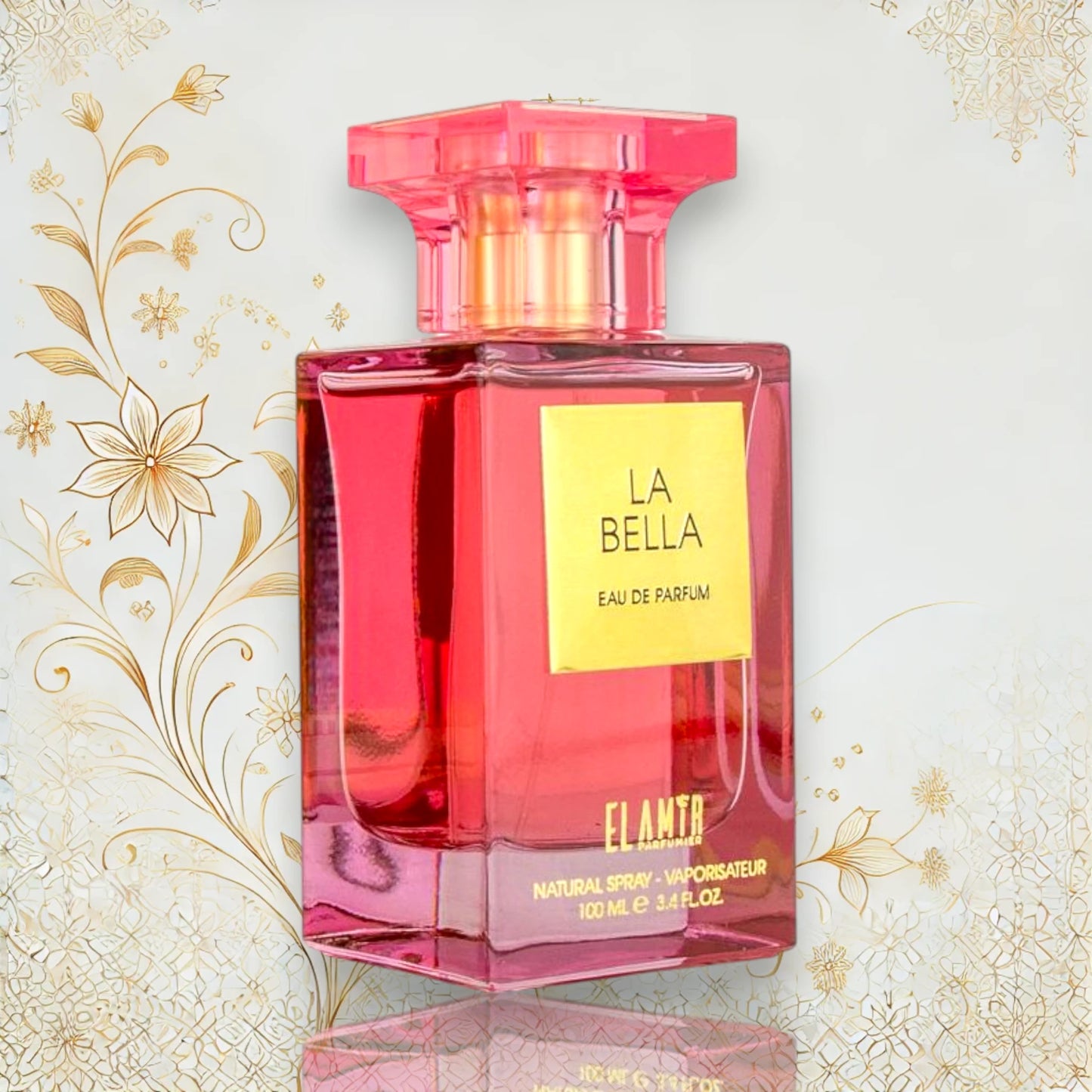 Nahaufnahme des El Amir La Bella Eau de Parfum, 100 ml – sinnlicher, exotischer orientalischer Damenduft für besondere Anlässe