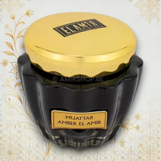 Glasdose EL AMIR Amber El Amir mit goldfarbenem Deckel – 50g