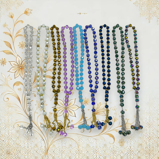 Gebetskette 33er Misbaha mit funkelnden Kristallsteinen – verschiedene Farben