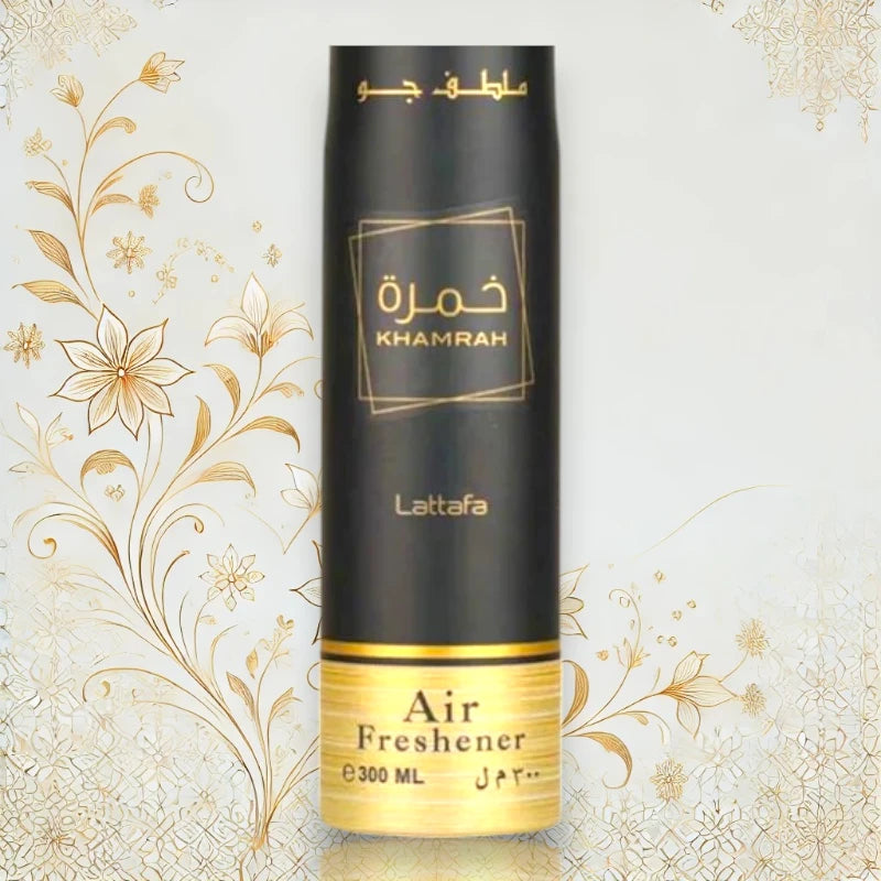 Lattafa Khamrah Raumduft – Luxuriöser Lufterfrischer mit süß-würzigen Noten von Vanille, Dattel und Agarholz. Ideal für edle Räume, 300 ml.