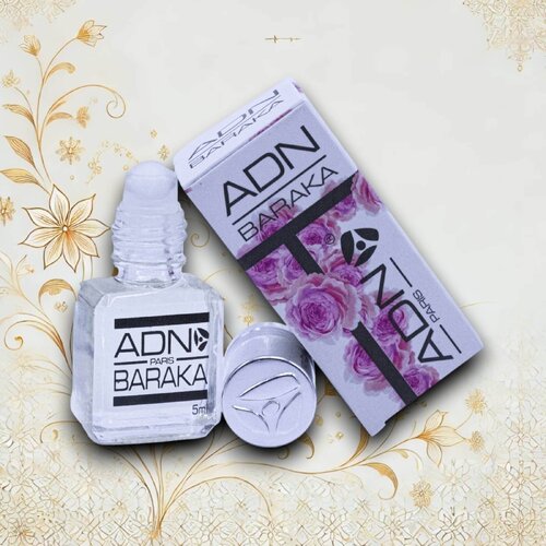 Duftnoten des Baraka Parfümöls: Cassis, Birne, Iris, Jasmin, Orangenblüte, Patchouli, Vanille