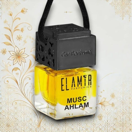 Musc Ahlam Autoduft von El Amir – Blumiger Lufterfrischer mit weißen Blüten und Moschus. Alkoholfrei und langanhaltend, 8 ml.