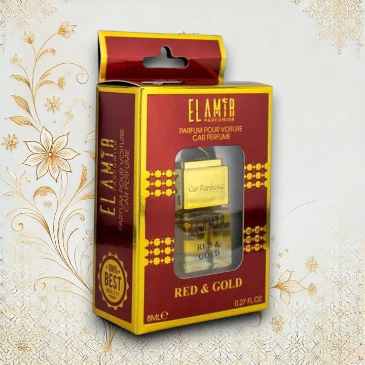 Luxuriöses Auto Parfüm – El Amir Red & Gold Duft mit Zedernholz, Amber und Jasmin. Perfekt für ein elegantes Auto-Ambiente, 8 ml.