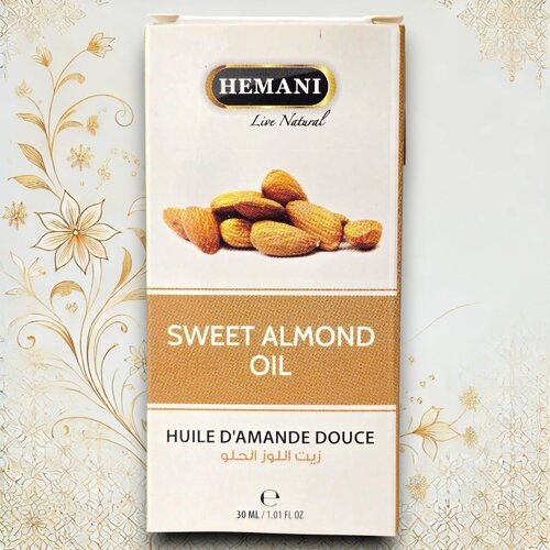 Original Hemani Süßmandelöl 30 ml – 100% natürliches Pflegeöl für Körper und Haare.