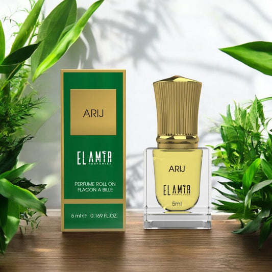 EL AMIR Parfümöl ARIJ in der praktischen 5-ml-Roll-on-Flasche – eine perfekte Mischung aus blumigen und orientalischen Noten.
