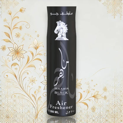 Maahir Black Raumspray – Raumduft und Lufterfrischer mit holzig-harzigem Duft von Sandelholz, Patchouli und Vanille, 300 ml.