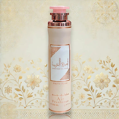 Lattafa Ameerat Al Arab Prive Rose Raumspray mit fruchtig-floralem Duft aus Rose, Jasmin und warmen Ambernoten