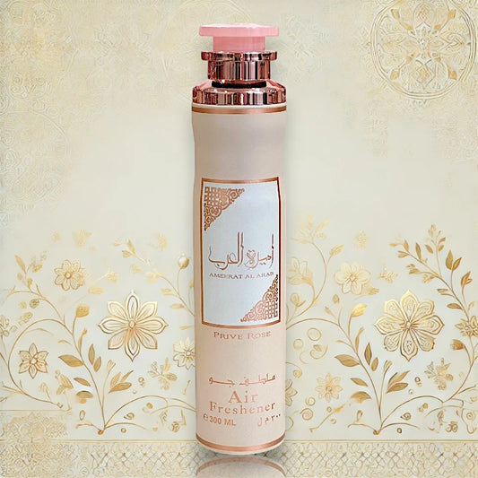 Lattafa Ameerat Al Arab Prive Rose Raumspray mit fruchtig-floralem Duft aus Rose, Jasmin und warmen Ambernoten