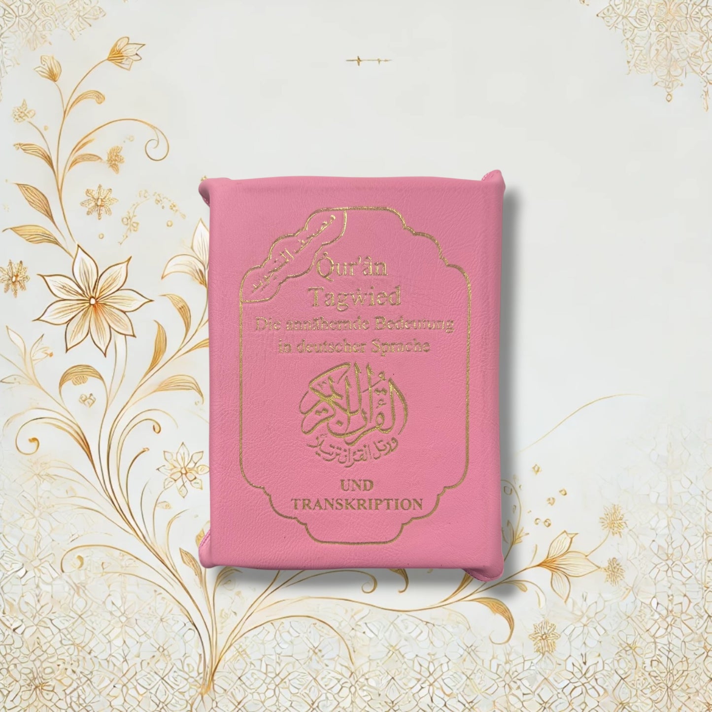 Quran Tajweed 13×17 cm mit Reißverschluss-Tasche in Rosa – Arabisch Deutsch Lautschrift