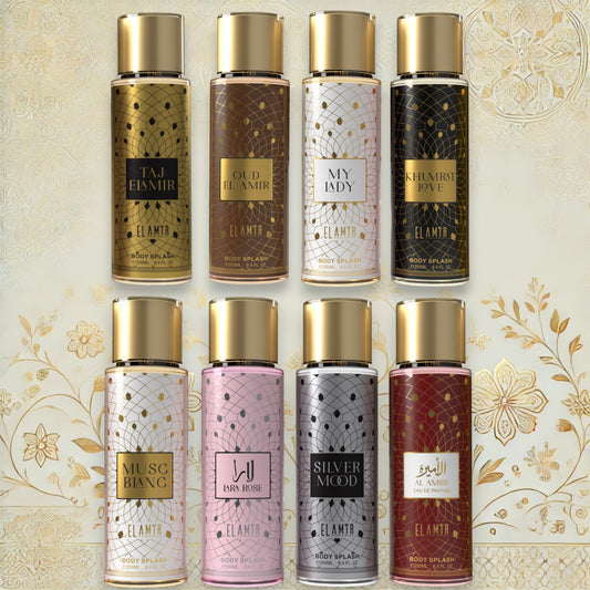 El Amir Bodyspray 250 ml – Übersicht der acht Body-Splash-Duftvarianten