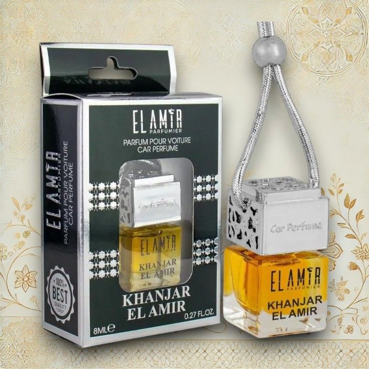 El Amir Khanjar Auto Parfüm – Süßer Autoduft mit Ambra, Honig und Oud. 8 ml Flasche zum Aufhängen für ein luxuriöses Fahrerlebnis.