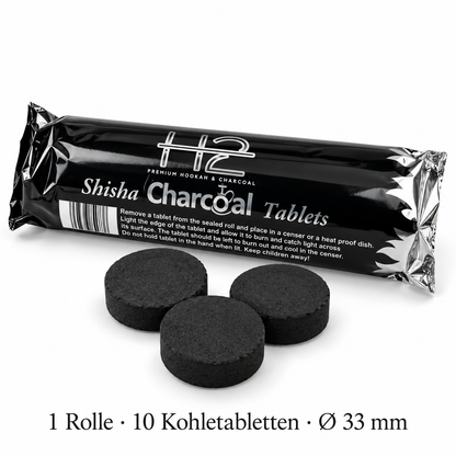 H2 Weihrauchkohle, eine Rolle mit zehn selbstzündenden Kohletabletten, Durchmesser 33 mm