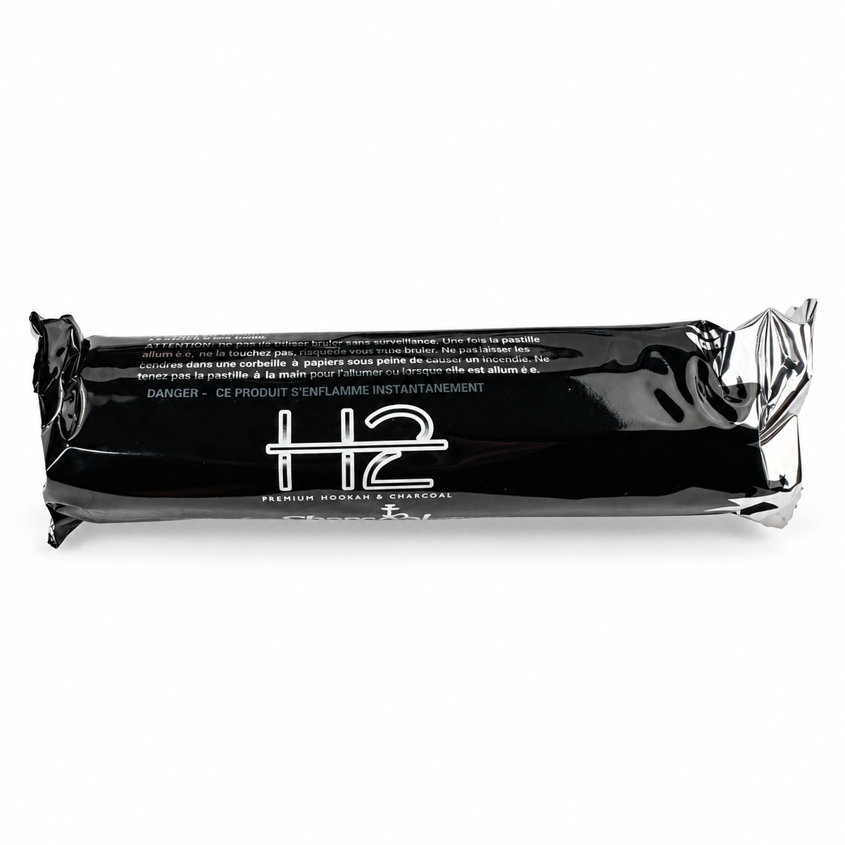 Einzeln verpackte H2 Kohlerolle mit zehn Tabletten in schwarzer Originalfolie
