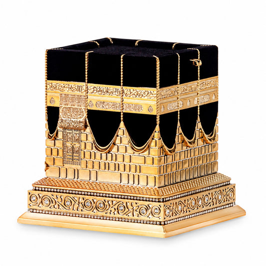 Kaaba Deko-Box in Goldoptik – 15 × 15 cm – Produktansicht auf weißem Hintergrund