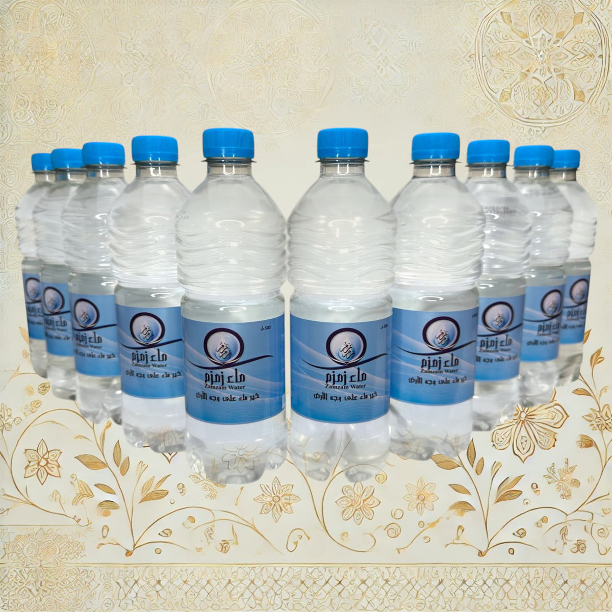 Zamzam Wasser – Übersicht des 10er-Packs mit 500-ml-Flaschen